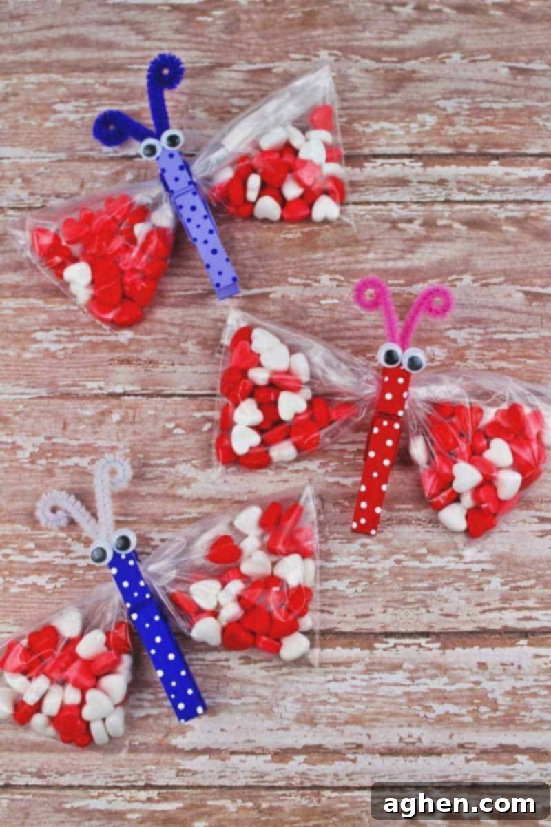 Butterfly snack bags are a fun and easy to make snack for kids. They can be filled with everything from candy to fruit so that they can be as healthy or an indulging as you would like!