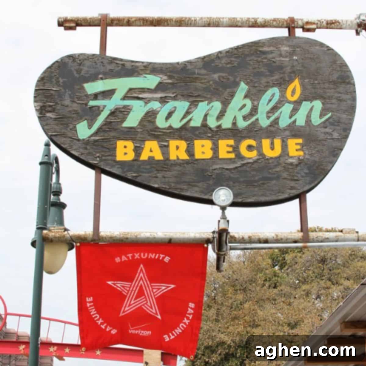 Franklin BBQ Sign outside of store front, a famous Austin BBQ spot