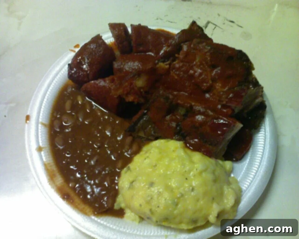 BBQ Plate from Sam's BBQ in Austin, showcasing traditional Texas BBQ