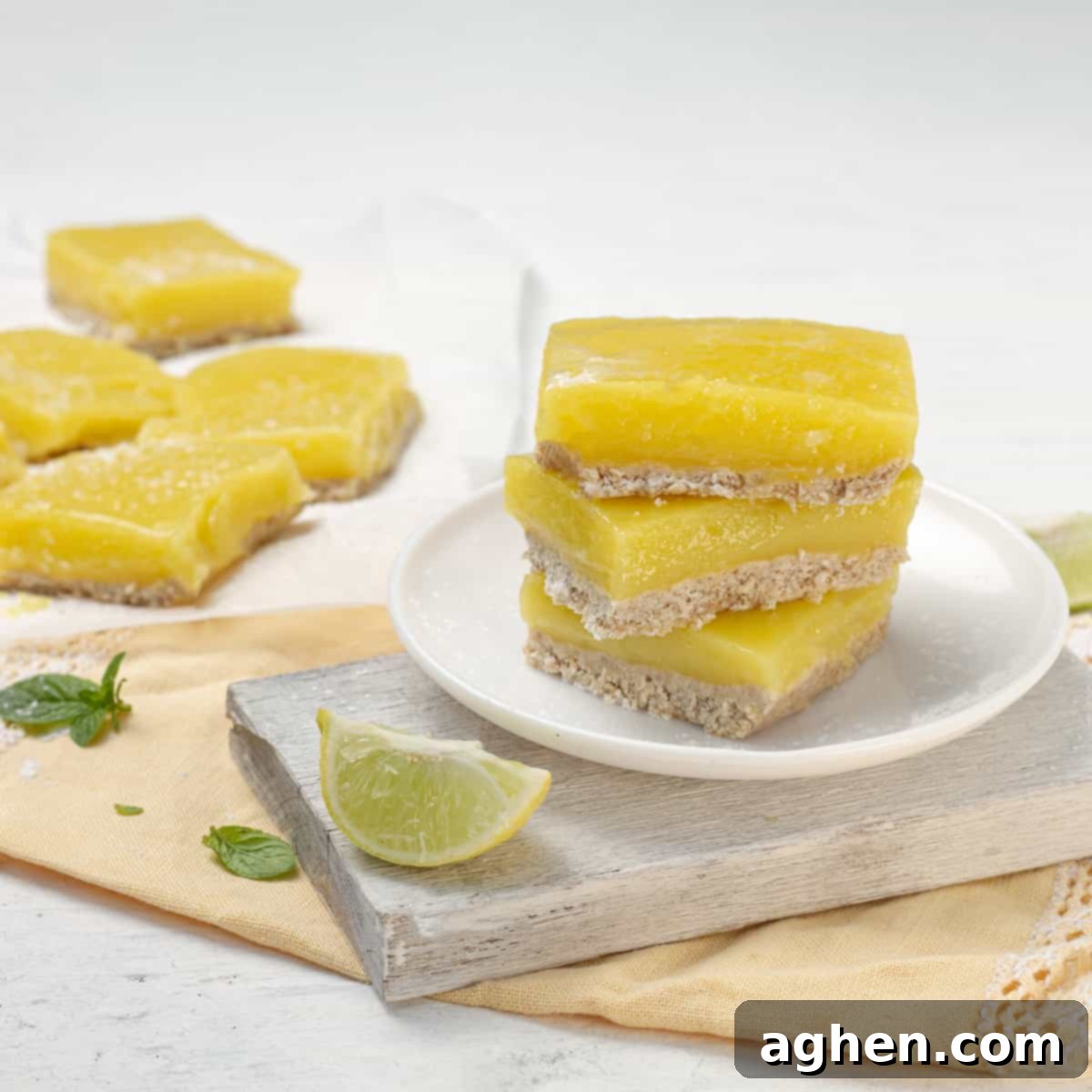 Sunshine Slice 3-Point Lemon Bars 2 Lemon Bars on white plate