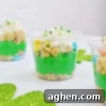 Shamrock Lucky Charms Parfaits 12 A finished St. Patrick's Day Pudding Parfait, ready for a taste.