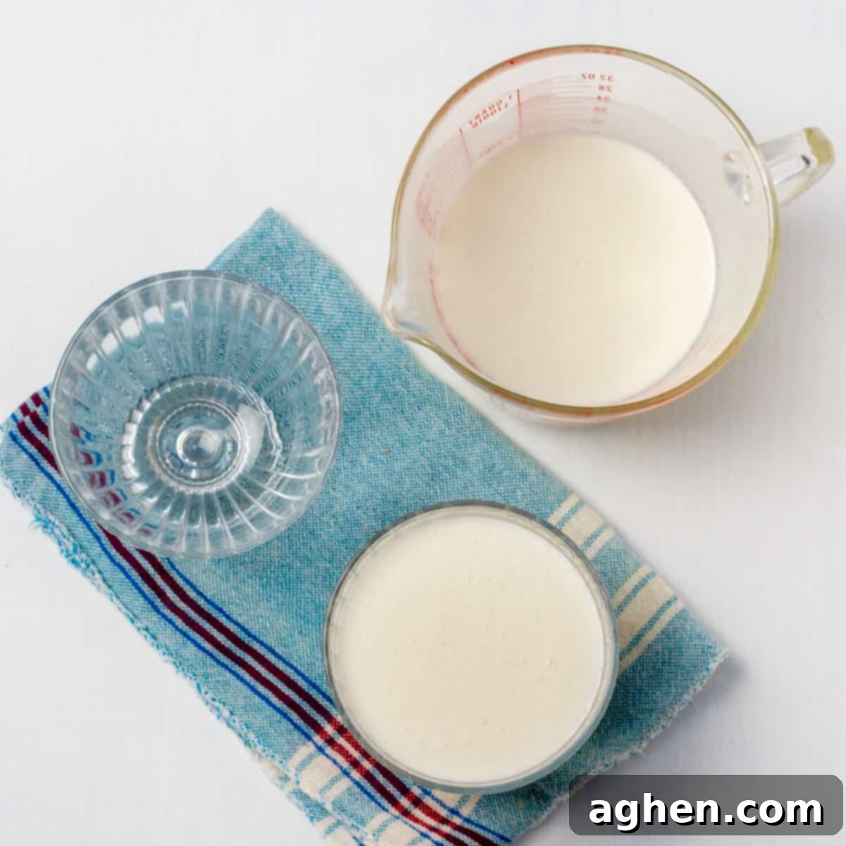 Your 1-Point Passport to Italian Countryside Dreams 6 Panna cotta mix poured into glasses to set.