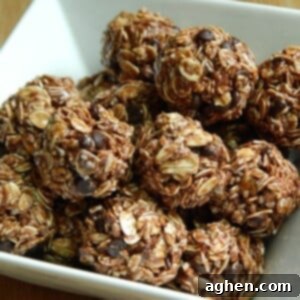 No-Bake Nutella Bliss Cookies 2 A square image showing a stack of Nutella no-bake cookies with visible oats and chocolate chips.