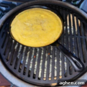 cast iron skillet cornbread on big green egg