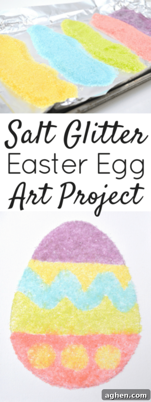 Stunning Easter egg canvas art created with homemade salt glitter, perfect for pinning.