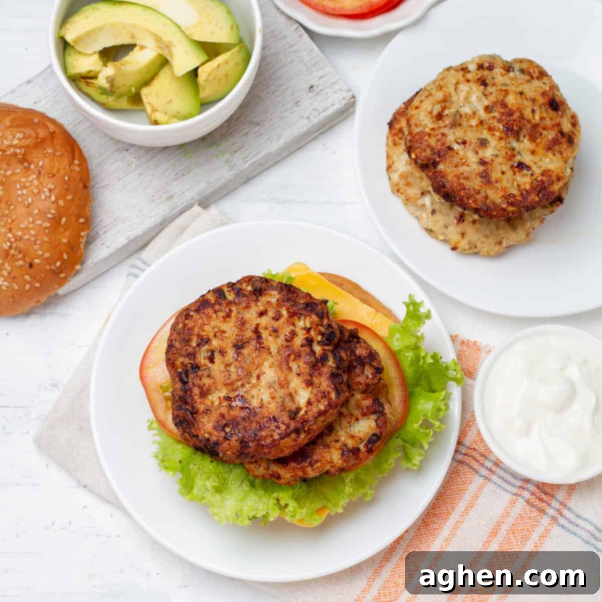 Healthy and delicious air fryer turkey burgers.