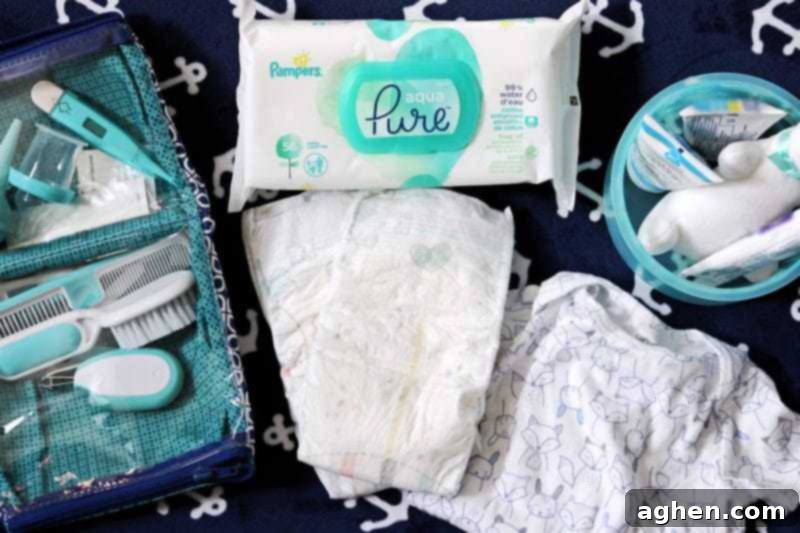 A well-organized diaper changing station stocked with essential baby supplies