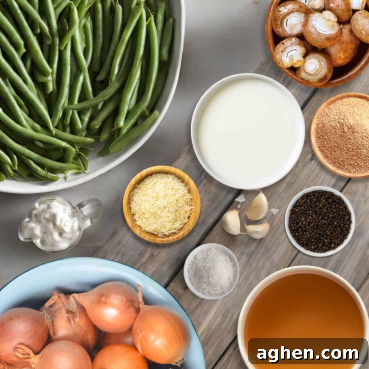 Guilt-Free Green Bean Casserole 3 ingredients for ww green bean casserole on counter