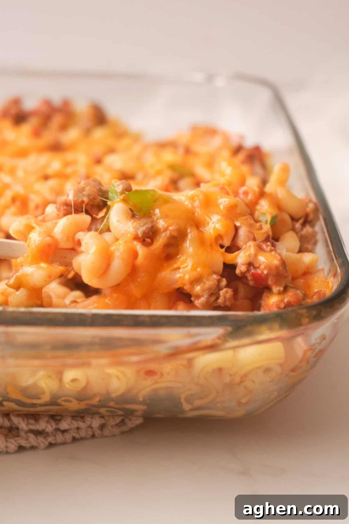 14 Weight Watchers Pasta Recipes You Must Try This Fall 3 Sloppy Joe Pasta Bake in pyrex dish