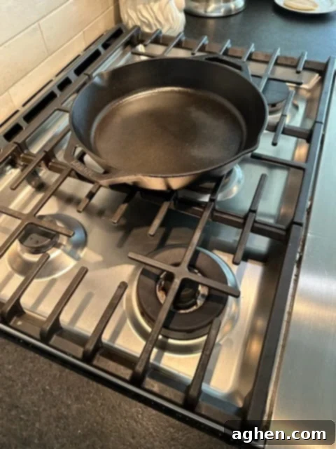 12 inch lodge cast iron skillet on stove 