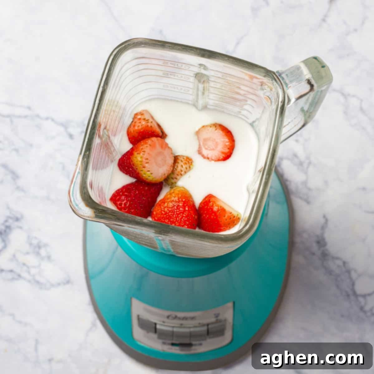 Strawberry Yogurt Ice Cream Ingredients Being Blended Smoothly