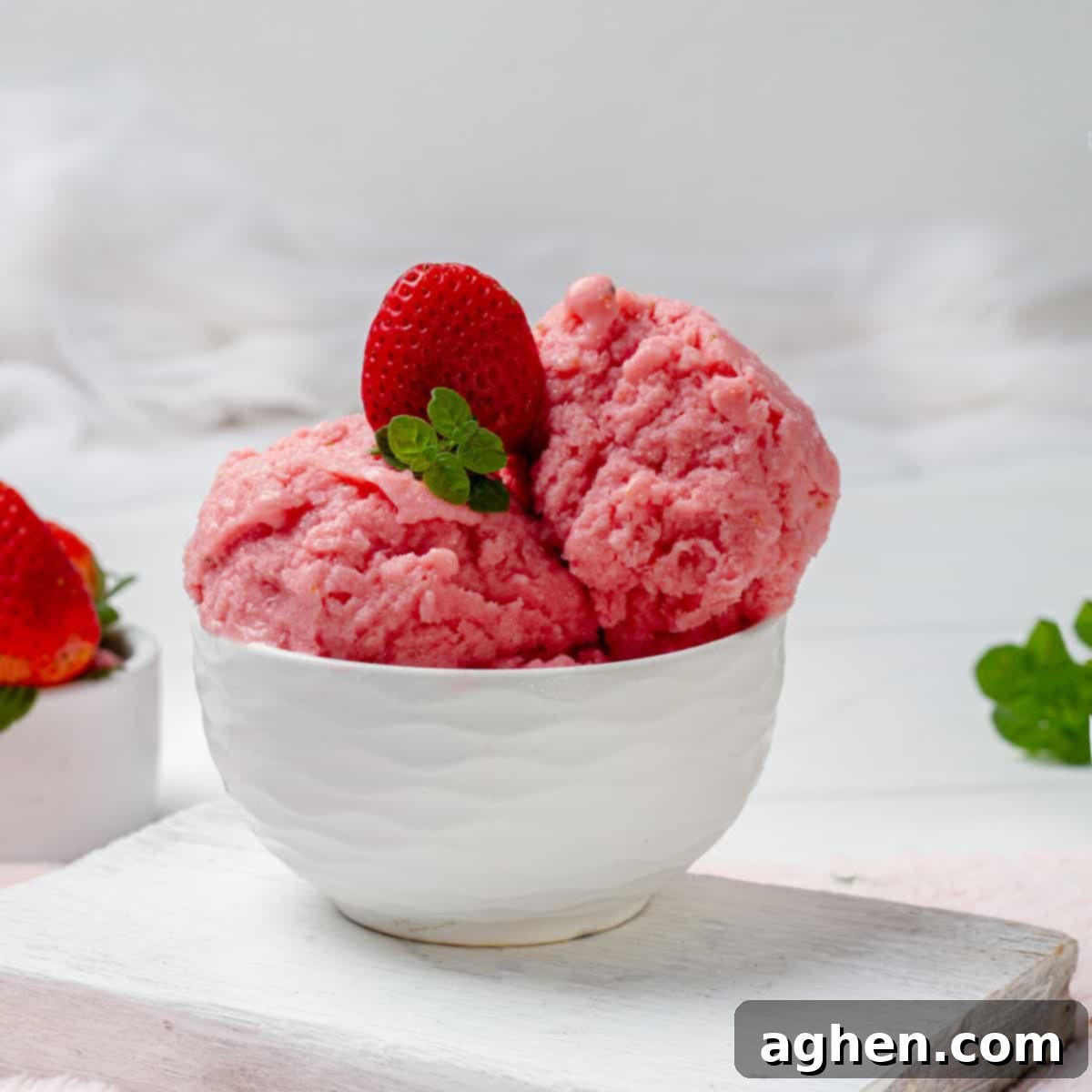 A Cup of Freshly Prepared Strawberry Yogurt Ice Cream