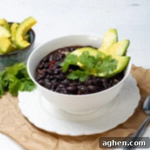 Black Bean Soup served with Avocado dressing