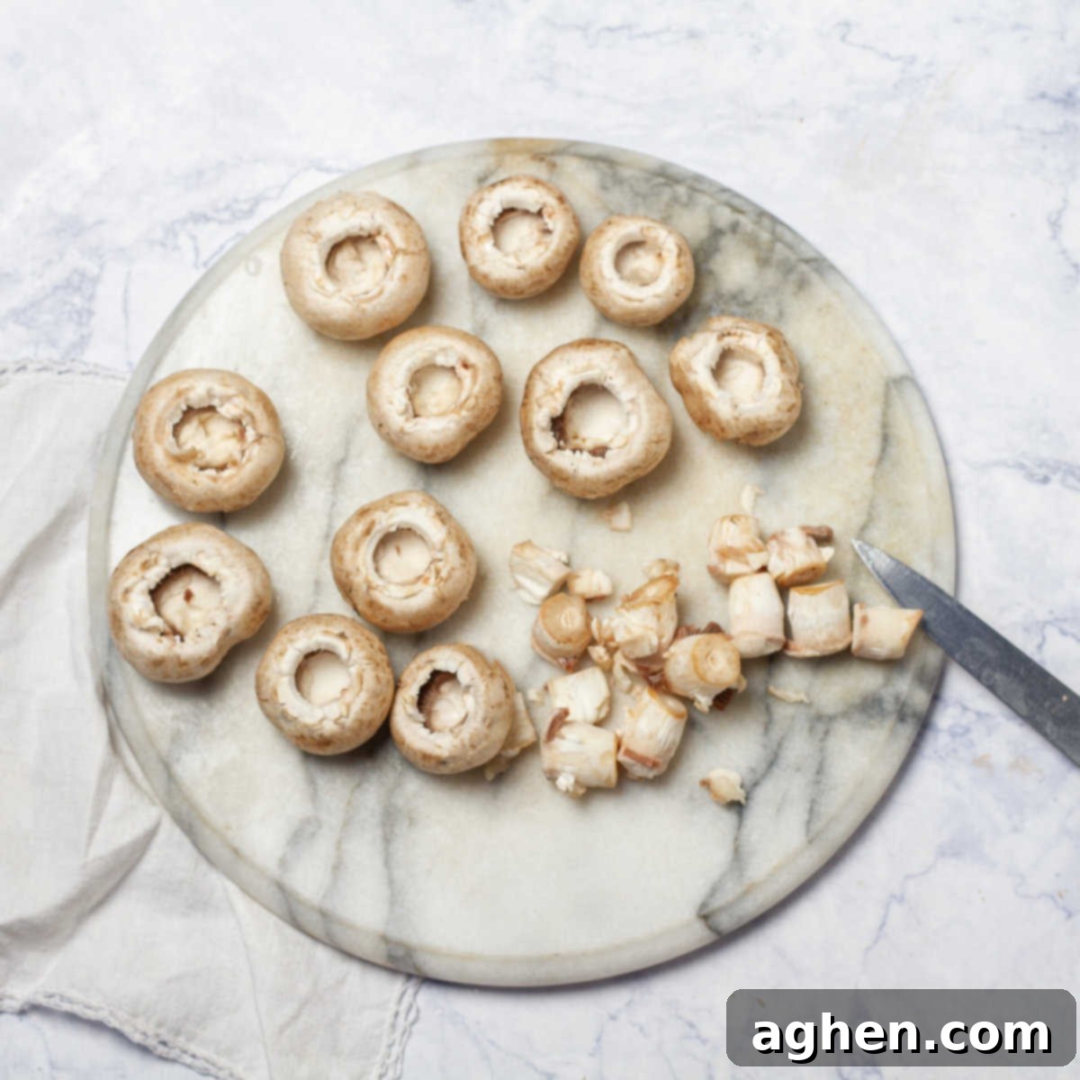 Guilt-Free Stuffed Mushrooms 4 Mushrooms prepared by removing stems and gills.