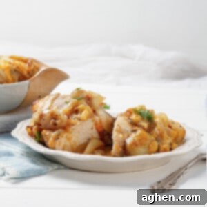 French Onion Chicken Casserole served in a plate