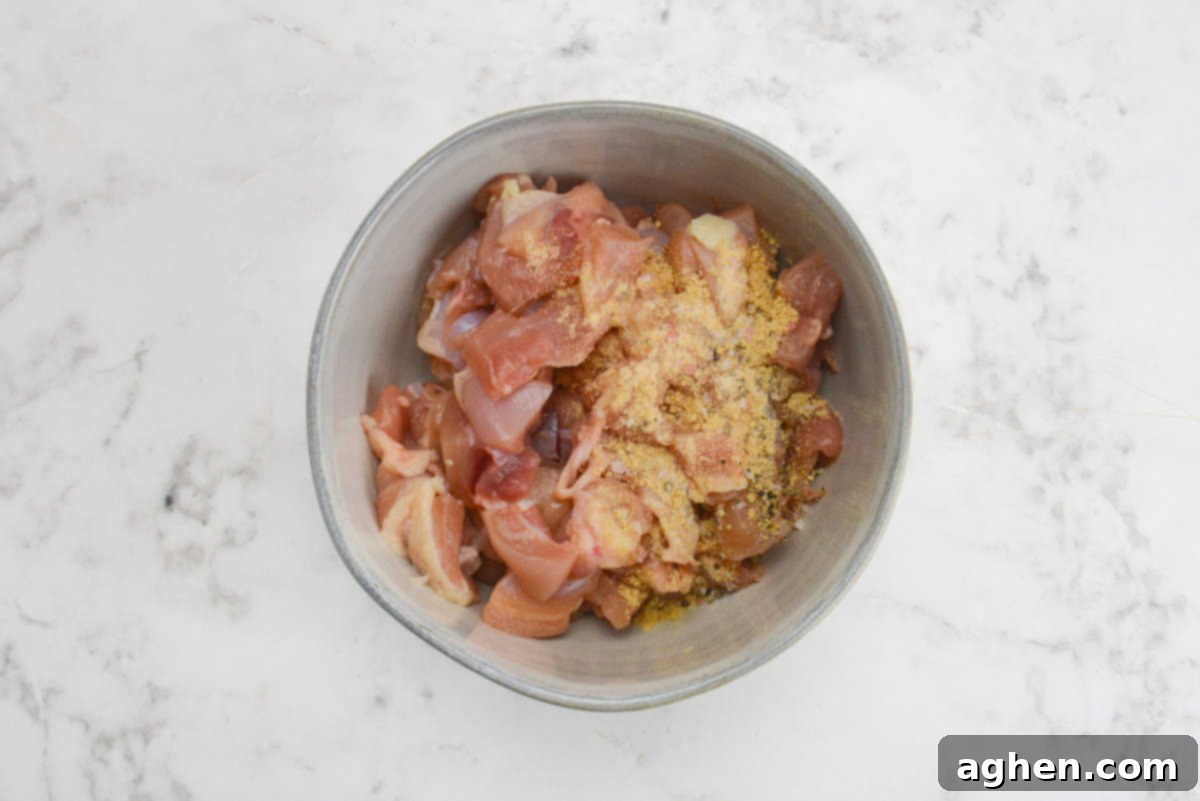 Ultimate Blackstone Chicken Fried Rice 4 diced chicken thighs with seasoning