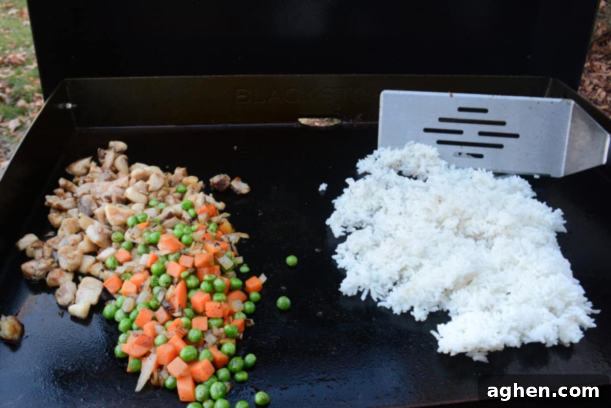 Ultimate Blackstone Chicken Fried Rice 8 cooking rice on blackstone griddle