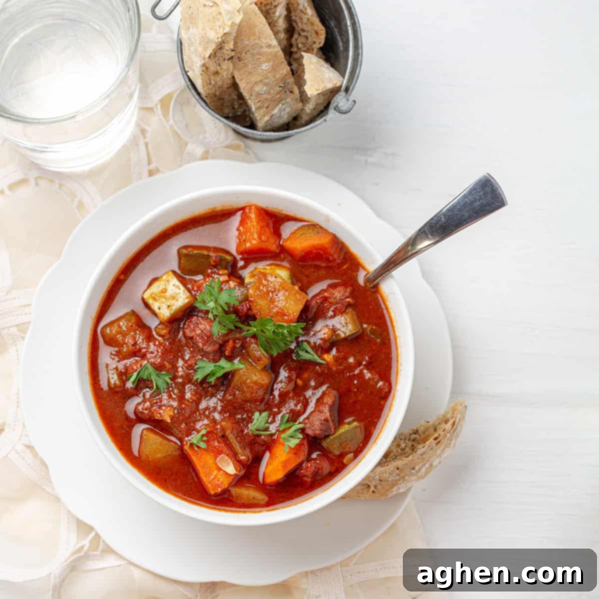 Goulash served in a bowl, showcasing its rich color and hearty texture