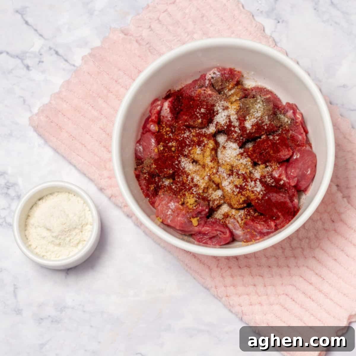 Marinated chicken breast, a lean alternative protein for goulash