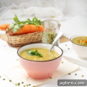 Instant Pot Split Pea Soup served in a bowl, showing its creamy texture and fresh parsley garnish.