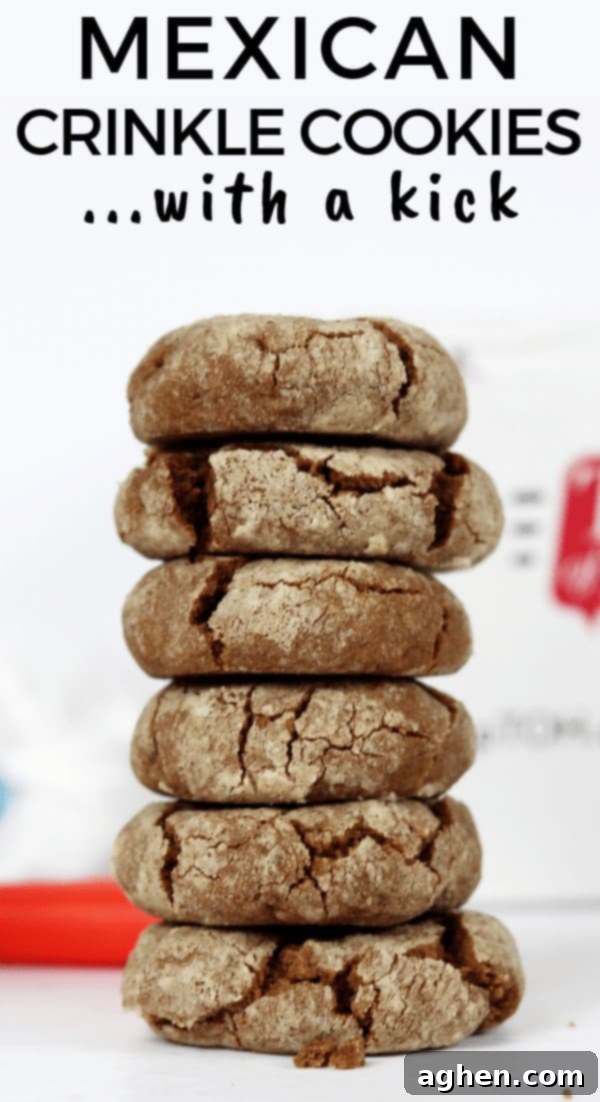Pin this recipe for Mexican Crinkle Cookies with a Kick to your Pinterest board for future baking inspiration.