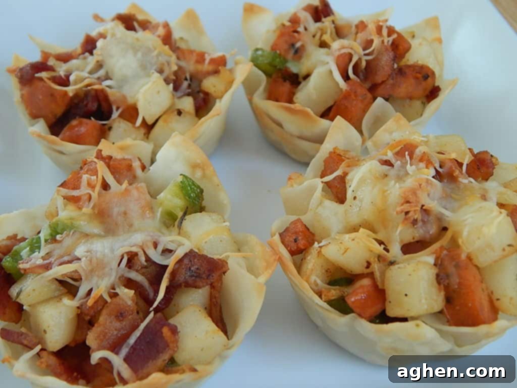 breakfast wonton cups