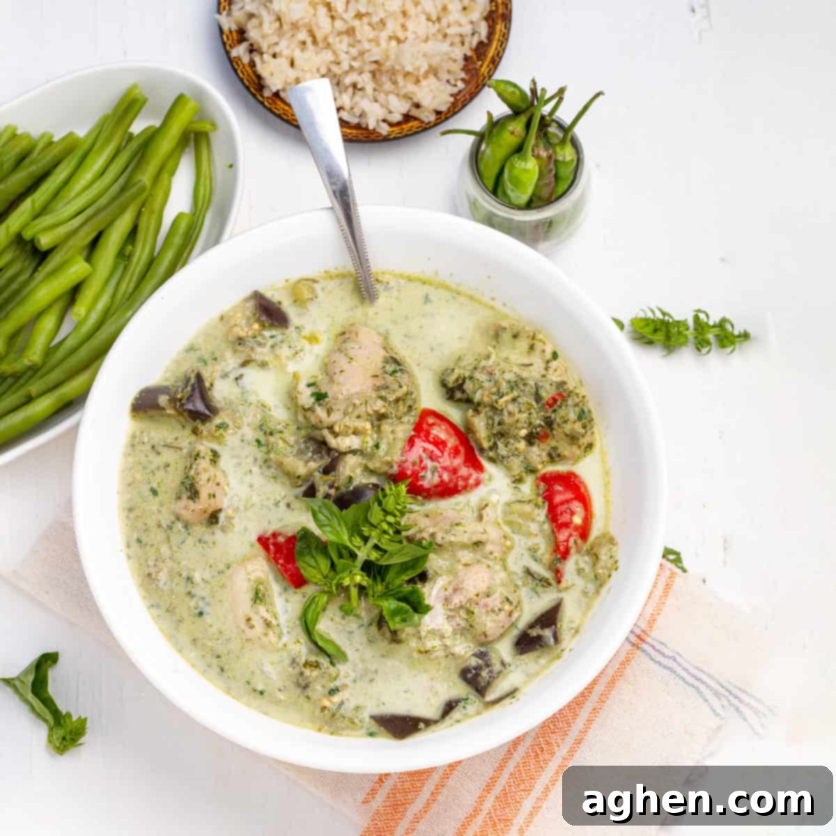 Thai Green Curry Chicken served with rice