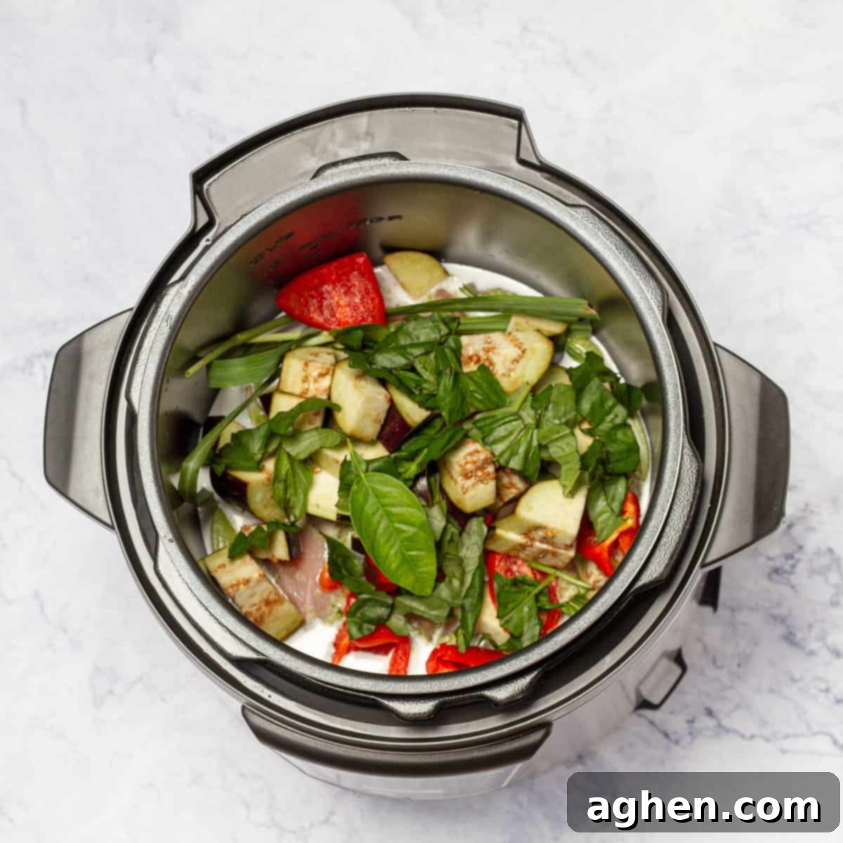 Thai Green Curry Chicken ingredients in instant pot