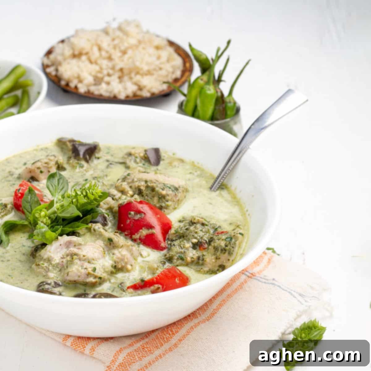 Thai Green Curry Chicken served with rice