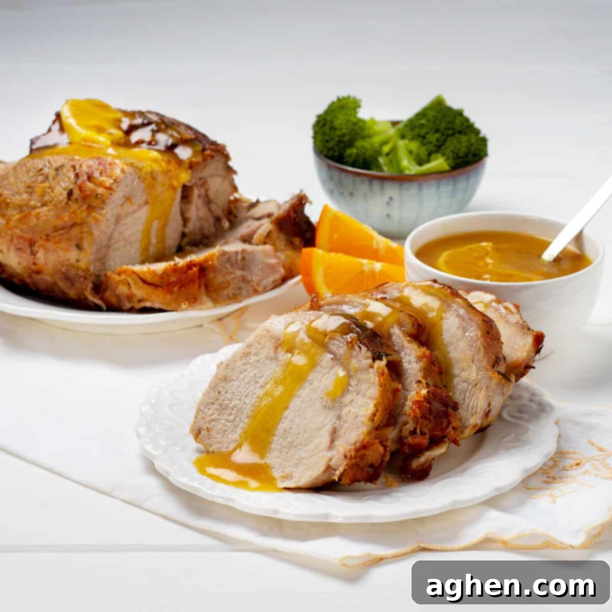 Orange Glazed Pork Loin plated