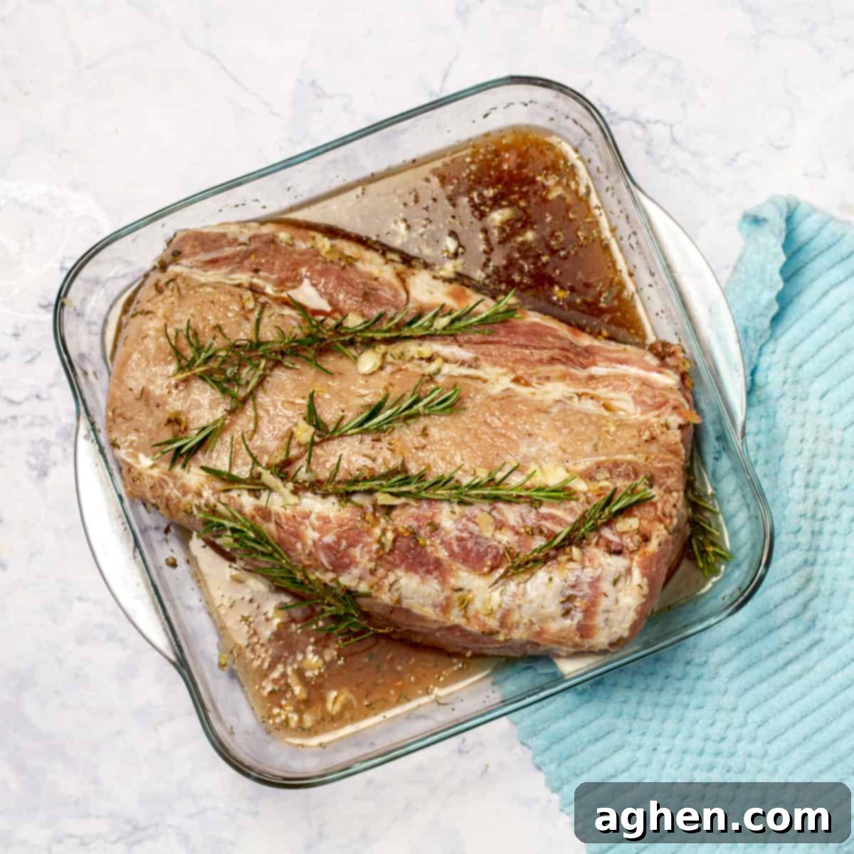 marinated pork in container