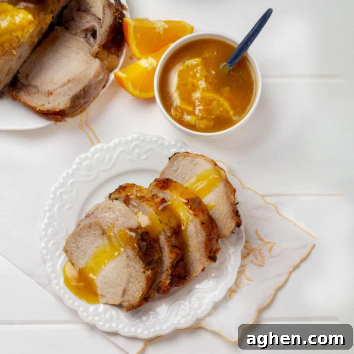 Orange Glazed Pork Loin plated