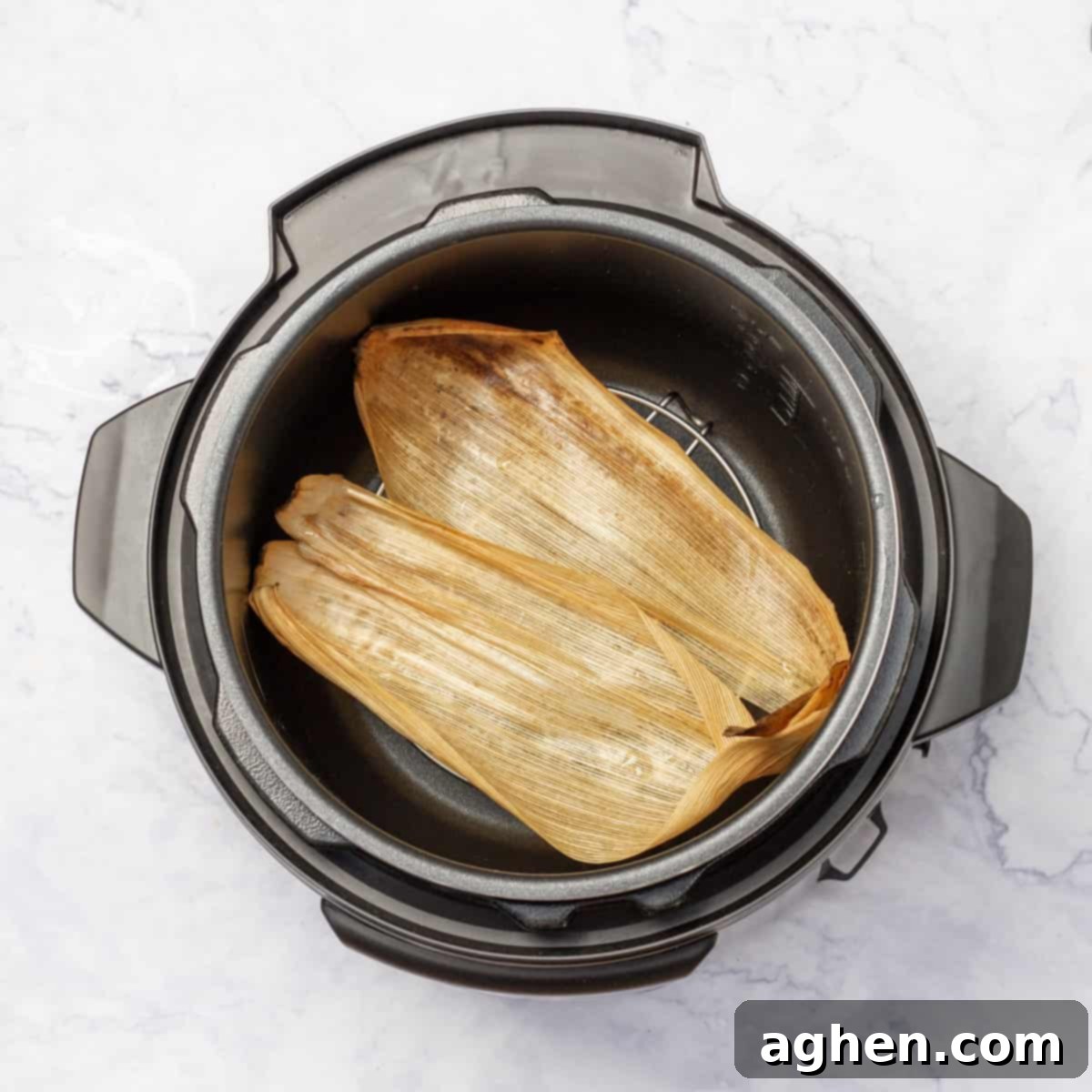 Master Perfect Instant Pot Tamales 7 corn husk in instant pot