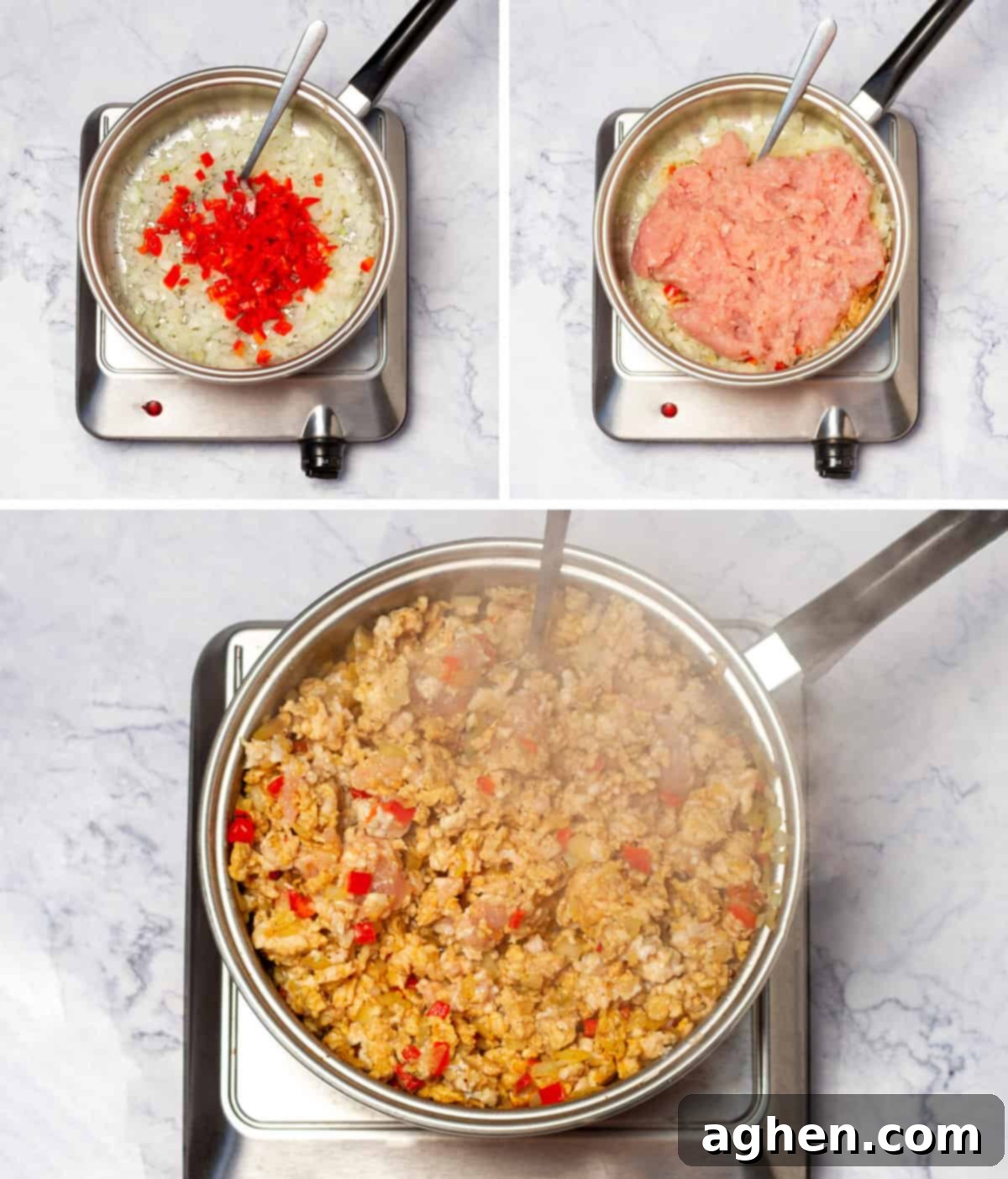 Preparing Meximelt filling in a pan