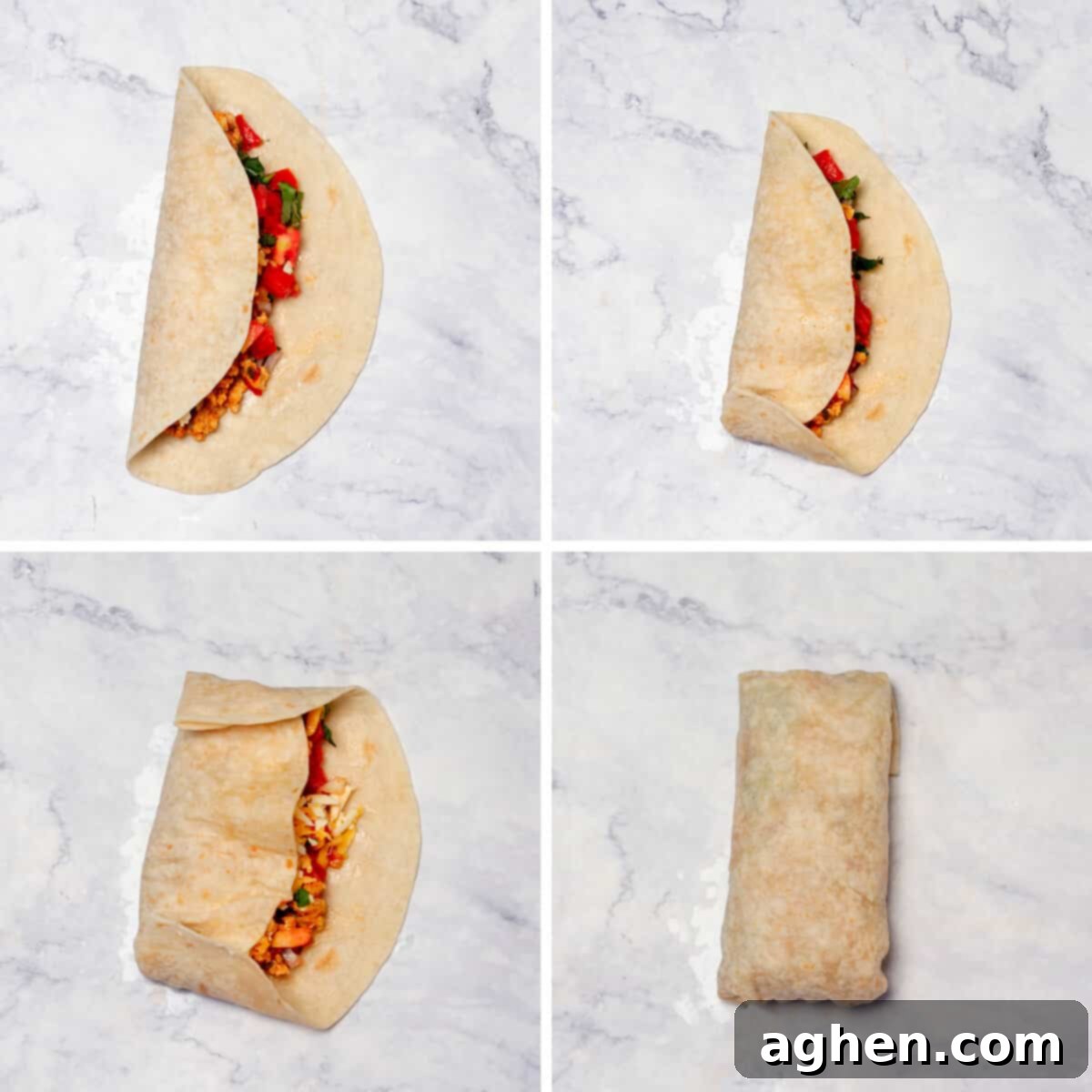 Folding the Meximelt tortillas tightly