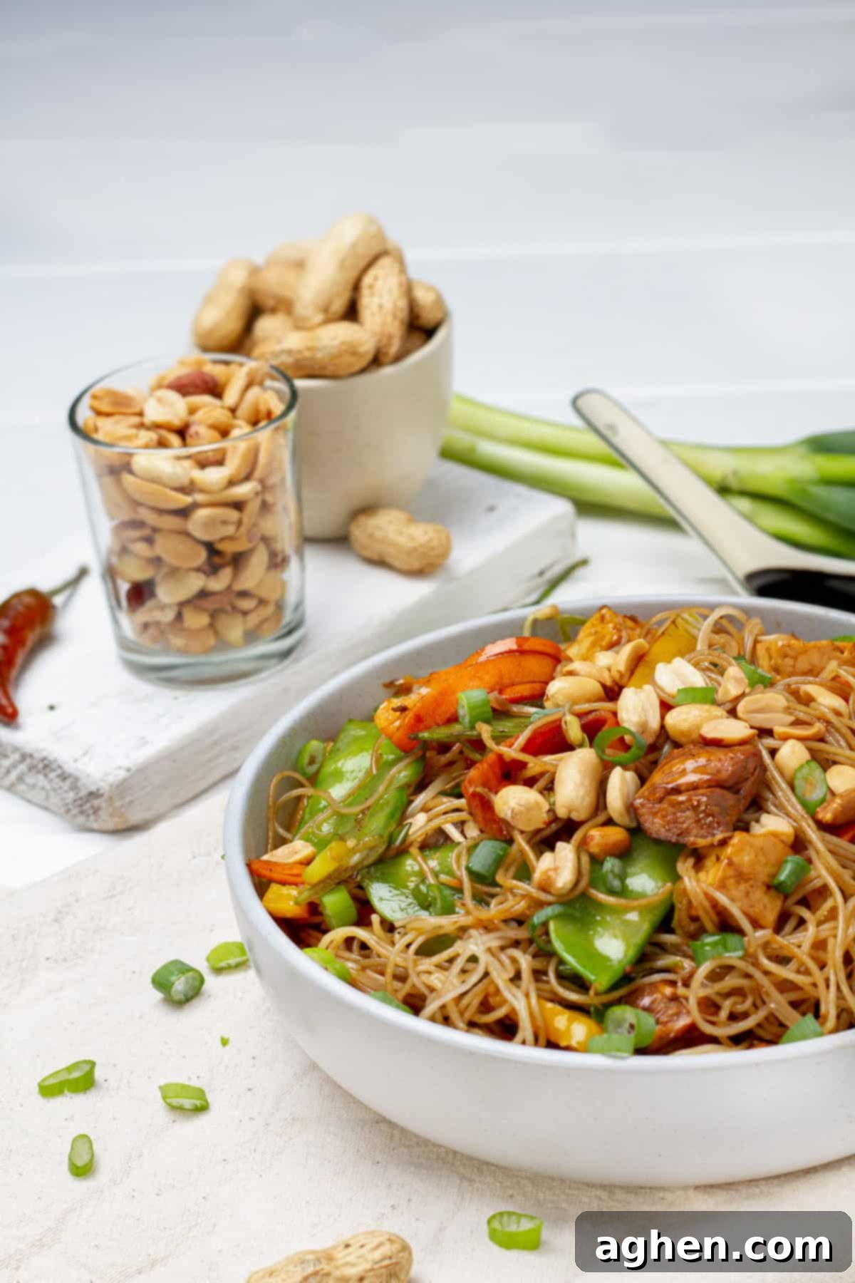 Dangerously Delicious Weight Watchers Thai Noodles 9 A vibrant bowl of customizable Thai Noodles with various toppings