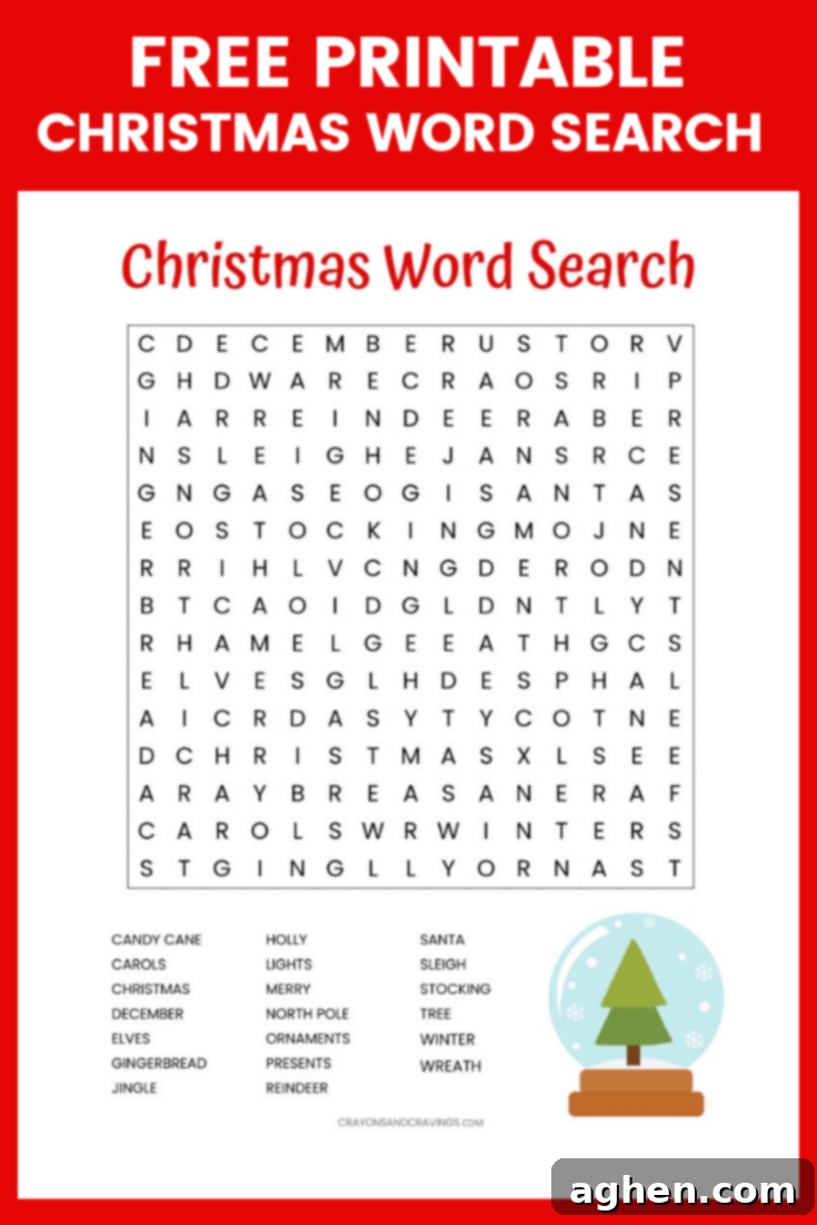 Festive Christmas Word Search Printable 2 Free Printable Christmas Word Search Puzzle worksheet with festive design, perfect for holiday fun at home or in the classroom.
