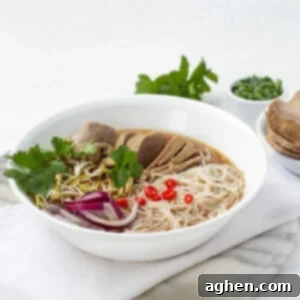 Soğuk Havaların Sıcacık Tesellisi: Instant Pot Dana Pho 10 A bowls of cooked rice noodles, thinly sliced beef in the hot broth