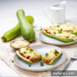 Zucchini Boats served in plates with Zucchini
