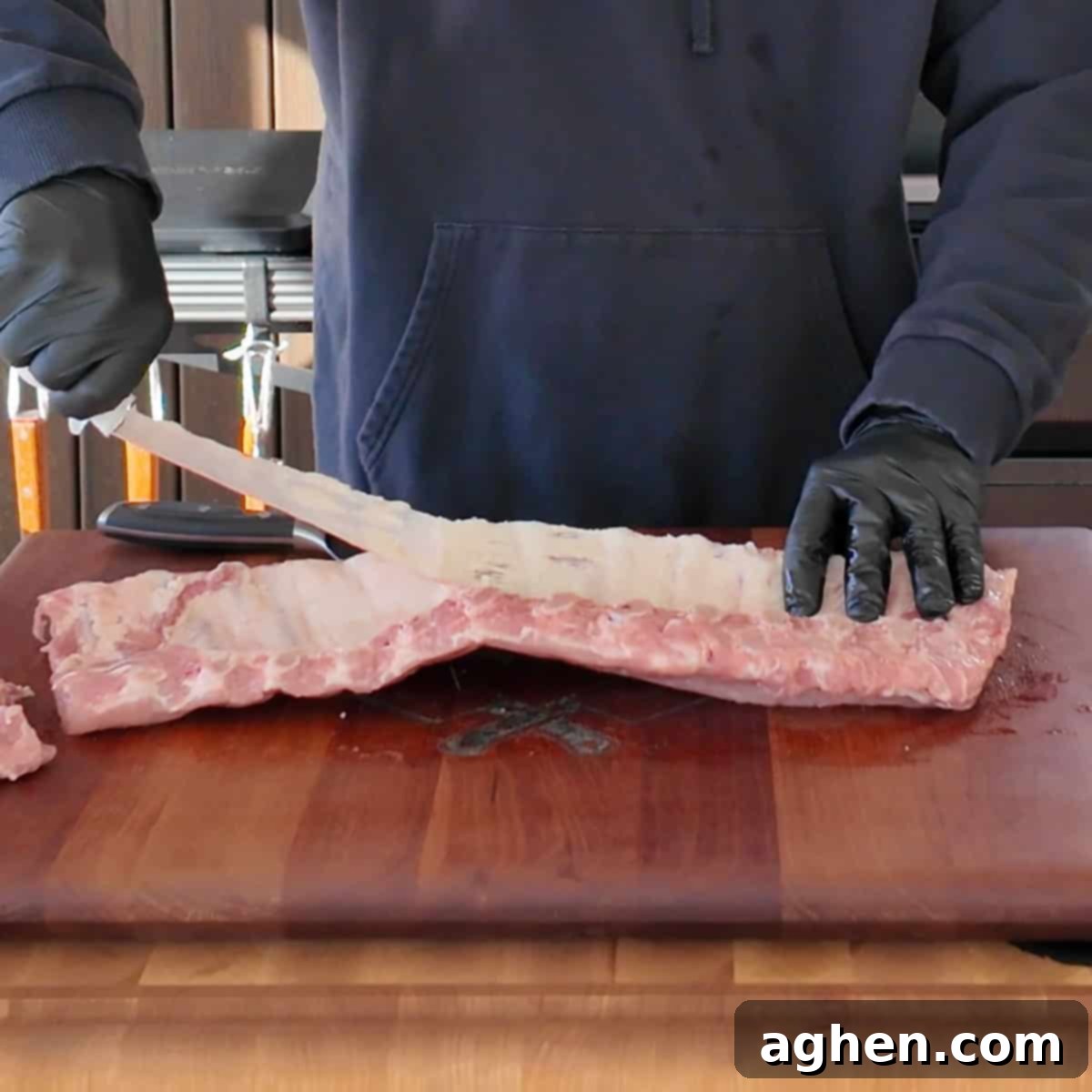 Removing the membrane from ribs
