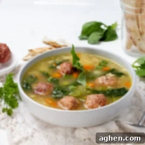 Italian Wedding Soup served in a bowl