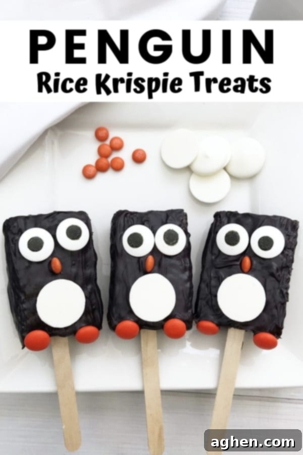 Pin this recipe for adorable Penguin Rice Krispie Treats, perfect for kids and holiday fun!