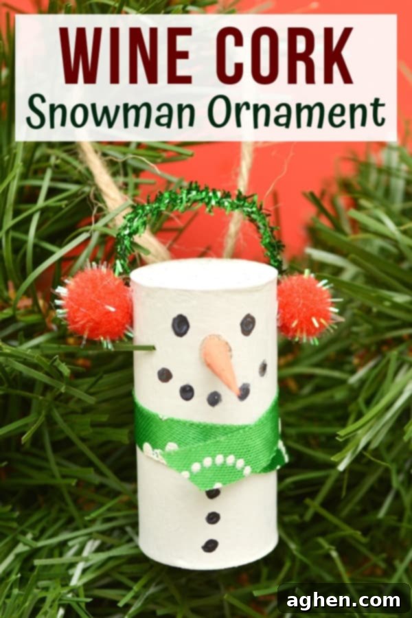 Upcycled Wine Cork Snowman Ornaments 7 Wine cork snowman ornaments are an easy Christmas craft project great for adults and children alike. Plus, they are a great way to upcycle old wine corks!