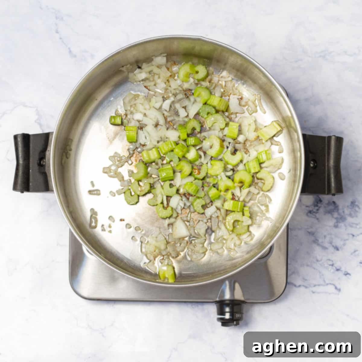 The Ultimate Weight Watchers Cheeseburger Soup 4 chopped onion, minced garlic, and chopped celery sauté until the vegetables are softened and fragrant