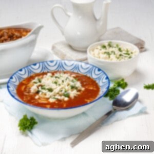 Lasagna Soup served in bowl