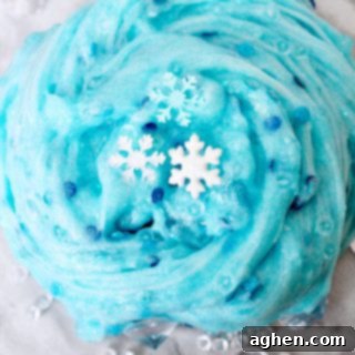 Easy Frozen Slime recipe for winter sensory play
