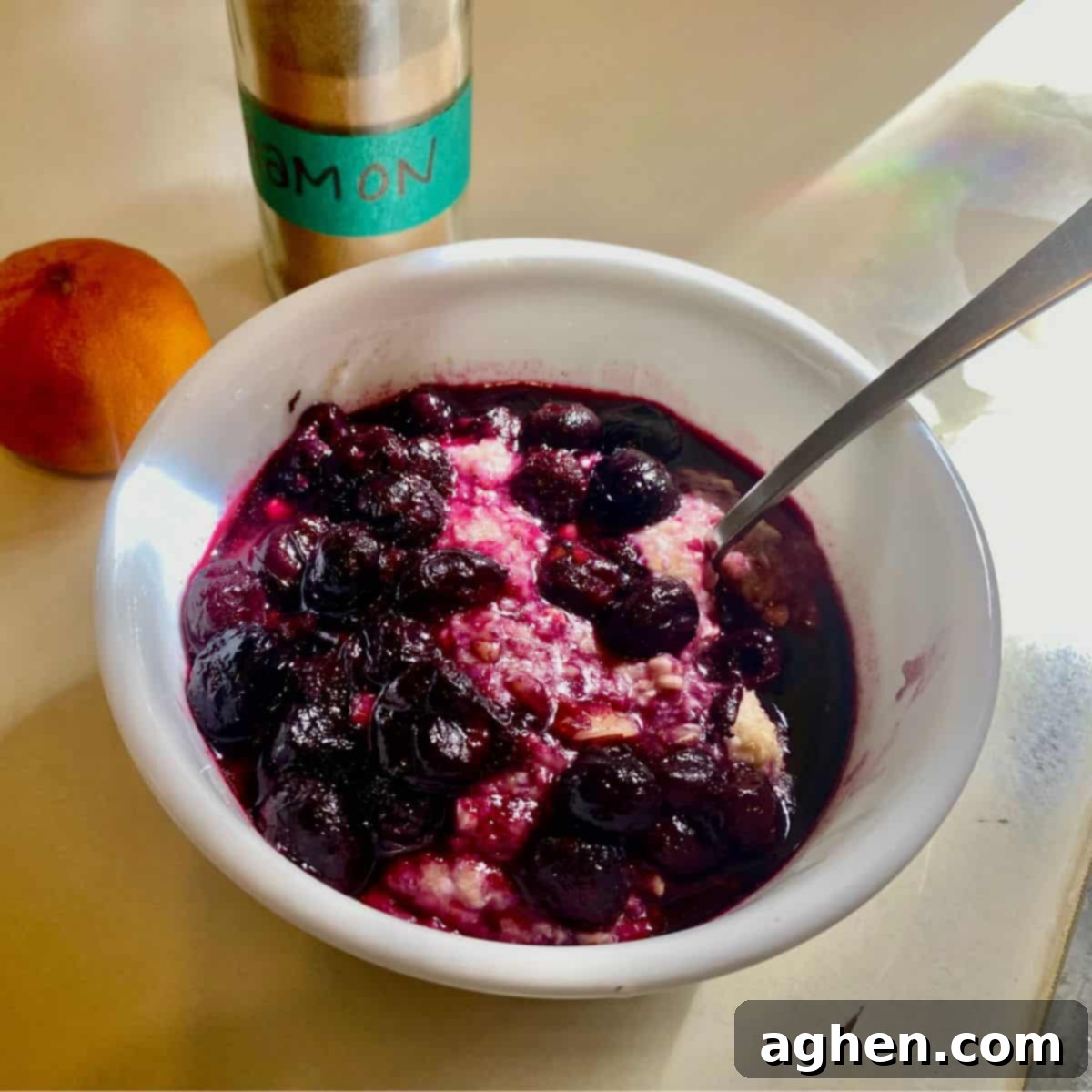 Sumptuous Buckwheat Porridge with Luscious Blueberry Compote 2 Creamy buckwheat porridge with warming spices and homemade blueberry compote, garnished with fresh berries.