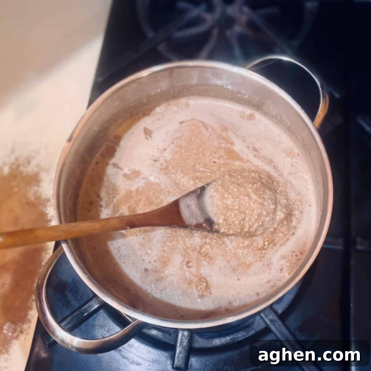 Sumptuous Buckwheat Porridge with Luscious Blueberry Compote 6 Cook the blended buckwheat porridge mixture in a pot, stirring frequently to prevent sticking, until it thickens to a creamy consistency.