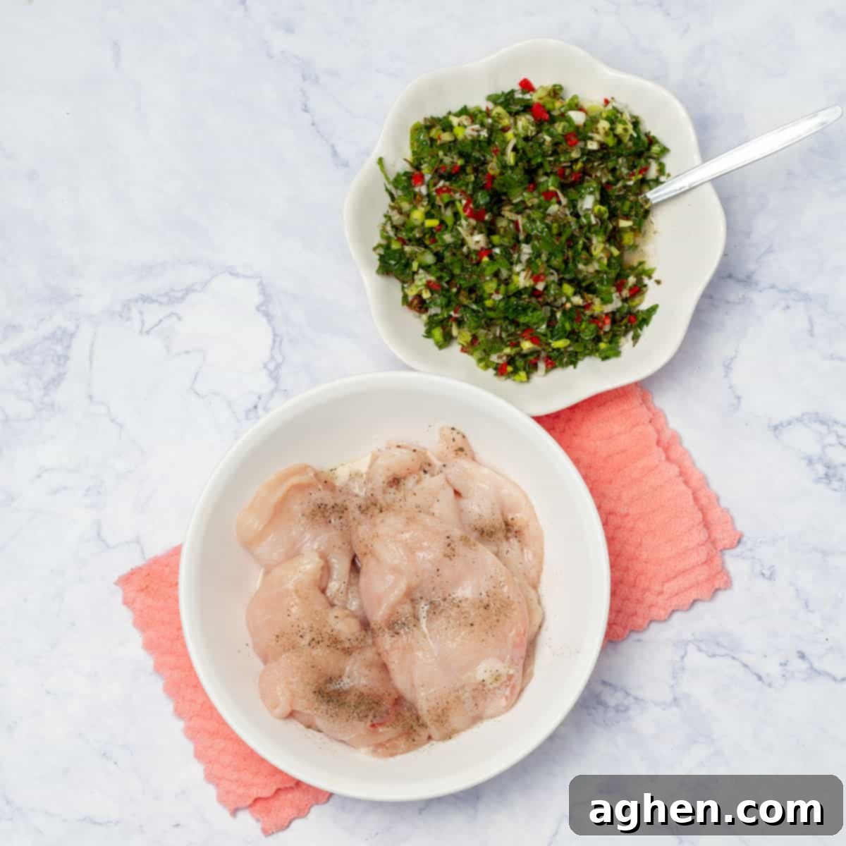 marinated chicken and chimichurri sauce