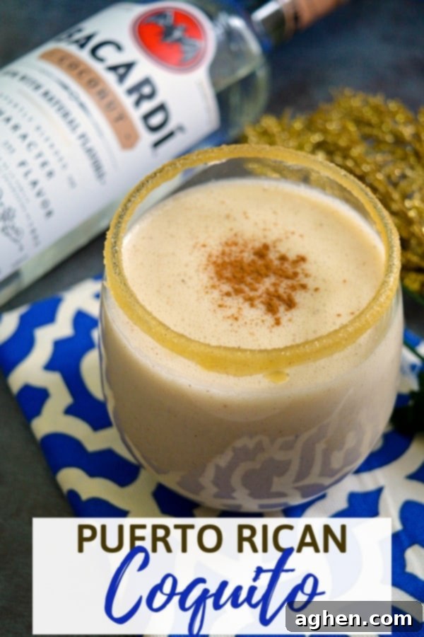 A rich and creamy, no-egg, coquito recipe made with rum and coconut milk. Perfect for holiday entertaining.